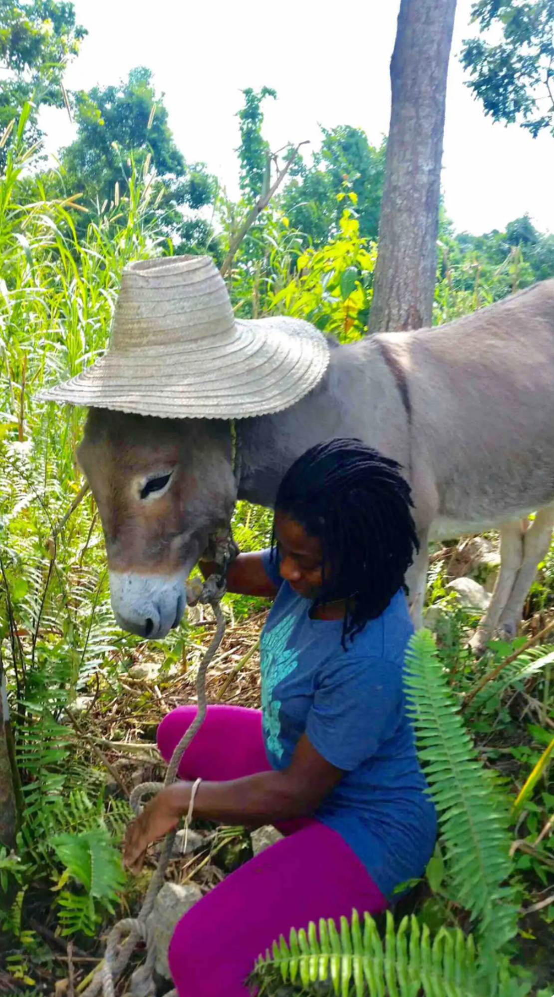 The late Mel with her pet donkey, Daisy